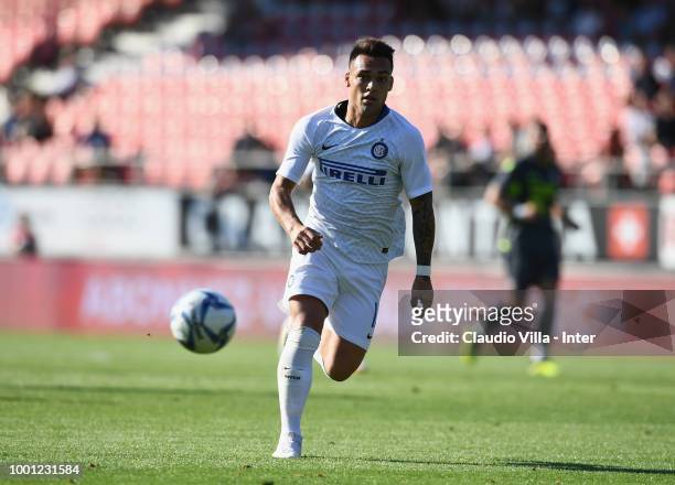 Lautaro Martinez of FC Internazionale in action during the pre-season frineldy match between FC Sion and FC Internazionale at Estadio Tourbillon on...