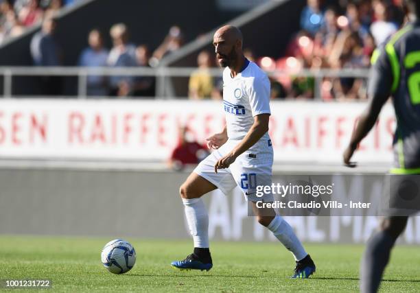 Borja Valero of FC Internazionale in action during the pre-season frineldy match between FC Sion and FC Internazionale at Estadio Tourbillon on July...