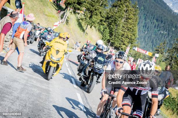 Geraint Thomas of team SKY, Tom Dumoulin of Team SUNWEB during the stage 11 of the Tour de France 2018 on July 18, 2018 in Albertville, France.