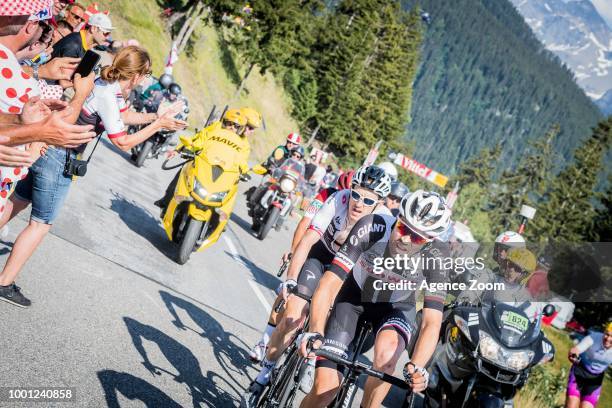 Geraint Thomas of team SKY, Tom Dumoulin of Team SUNWEB during the stage 11 of the Tour de France 2018 on July 18, 2018 in Albertville, France.