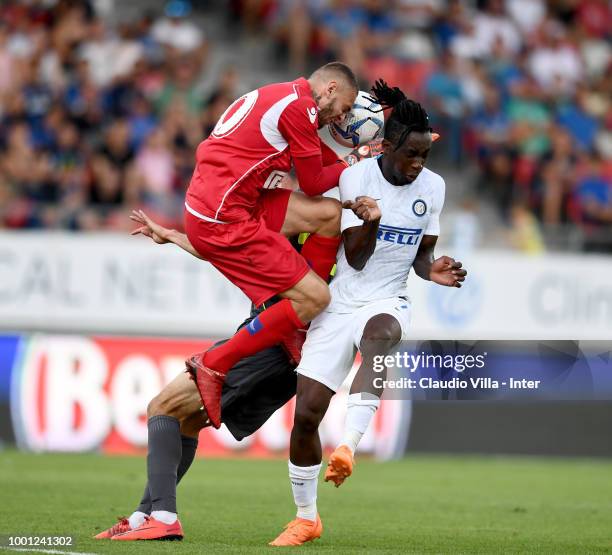 Anthony Maisonnial of Sion and Yann Karamoh of FC Internazionale compete for the ball during the pre-season frineldy match between FC Sion and FC...