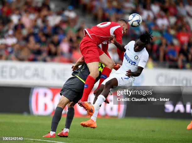 Anthony Maisonnial of Sion and Yann Karamoh of FC Internazionale compete for the ball during the pre-season frineldy match between FC Sion and FC...