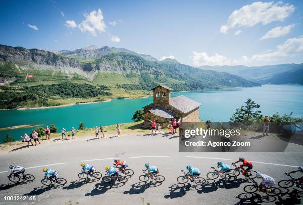 Cormet de Roselend lake during the stage 11 of the Tour de France 2018 on July 18, 2018 in Albertville, France.