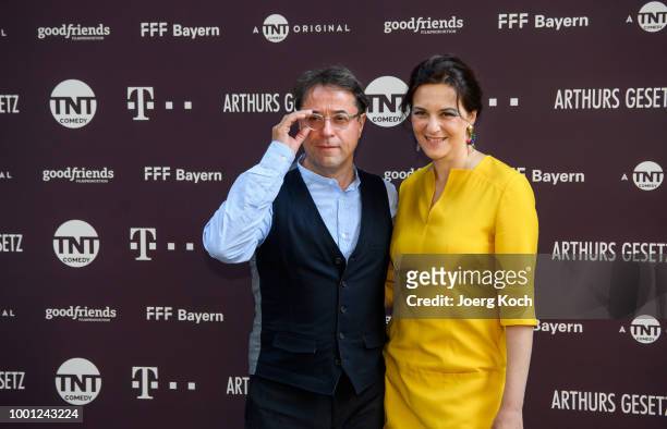 Actor Jan Josef Liefers and actress Martina Gedeck during the series premiere of 'Arthurs Gesetz' at Filmtheater Sendlinger Tor on July 18, 2018 in...