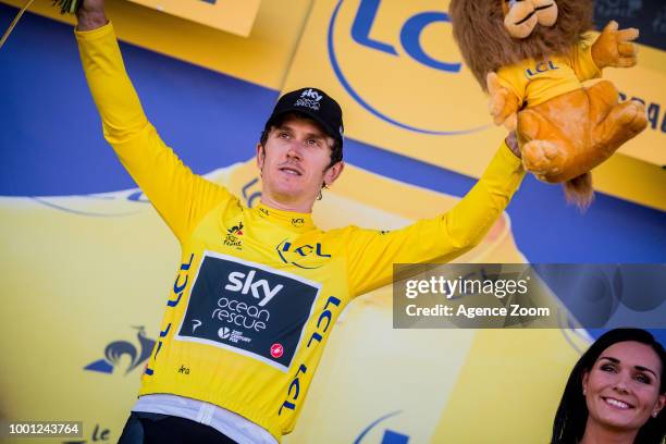 Geraint Thomas of team SKY win the yellow jersey during the stage 11 of the Tour de France 2018 on July 18, 2018 in Albertville, France.
