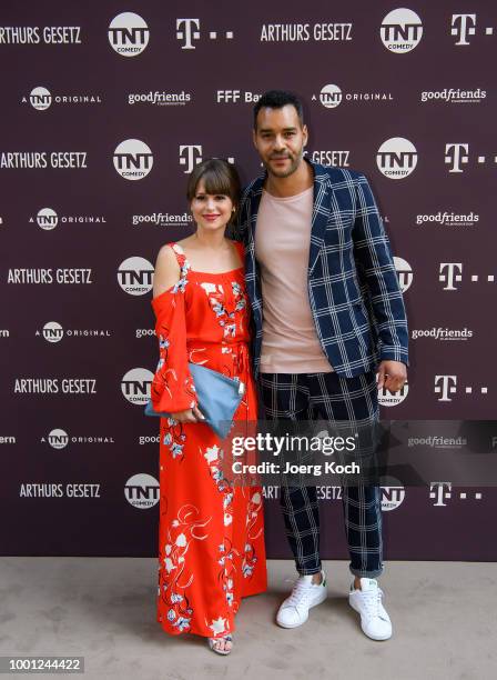 Actress Cristina do Rego and actor Michael Klammer during the series premiere of 'Arthurs Gesetz' at Filmtheater Sendlinger Tor on July 18, 2018 in...