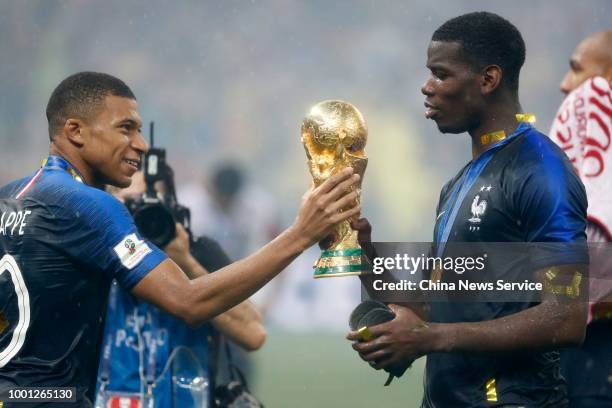 Team of France celebrates winning the World Cup following the 2018 FIFA World Cup Final between France and Croatia at Luzhniki Stadium on July 15,...