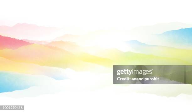 background abstract misty mountain range colourful wallpaper digital art gradiant pastel dramatic backdrop - my creation graphics design stock pictures, royalty-free photos & images