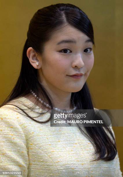 Japan's Princess Mako, the eldest granddaughter of Emperor Akihito and Empress Michiko, is pictured during an event at the Nikkei Association in Rio...