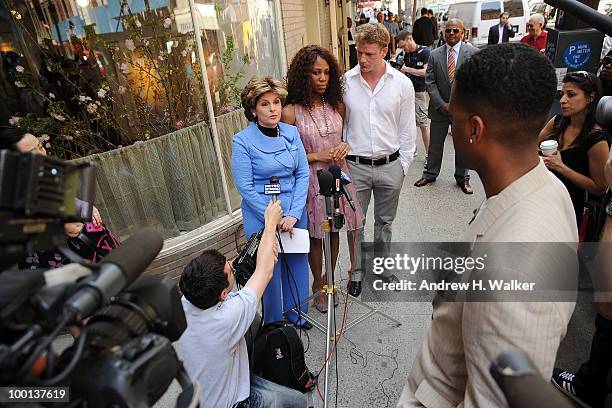 Attorney Gloria Allred, Alexis Houston and Matt Lunsford address the press to deny the rumors of a romantic relationship between Houston and Matt...