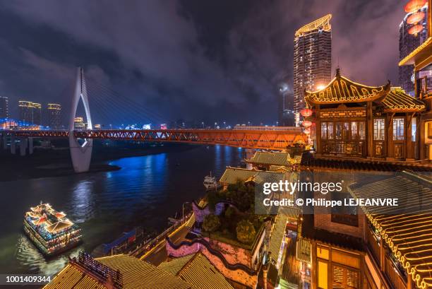 hongya cave high angle view in chongqing - chongqing stockfoto's en -beelden