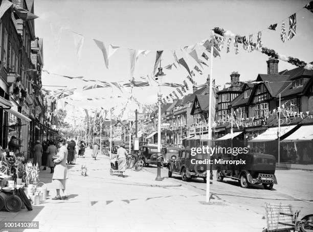 Pinner High Street decorated for King George V Silver Jubilee 1935 .