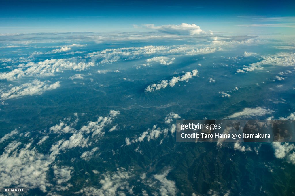 Enshi Tujia and Miao Autonomous Prefecture in Hubei Province in China daytime aerial view from airplane