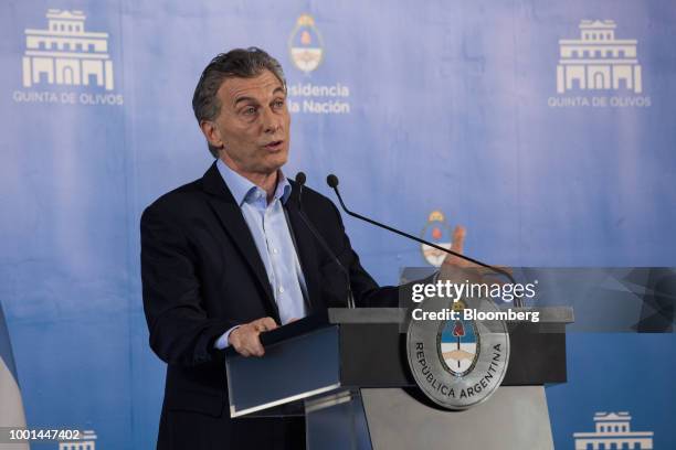 Mauricio Macri, Argentina's president, speaks during a press conference at the Quinta de Olivos presidential residence in Buenos Aires, Argentina, on...