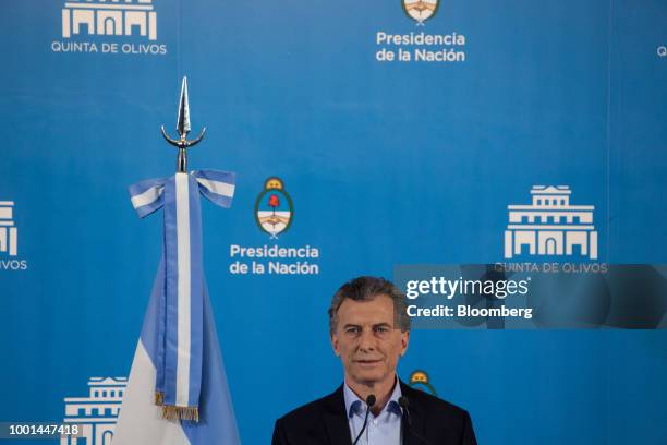 Mauricio Macri, Argentina's president, smiles during a press conference at the Quinta de Olivos presidential residence in Buenos Aires, Argentina, on...