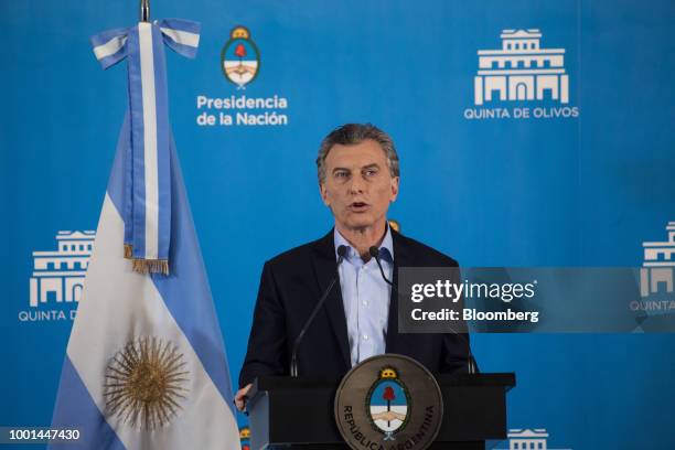 Mauricio Macri, Argentina's president, speaks during a press conference at the Quinta de Olivos presidential residence in Buenos Aires, Argentina, on...