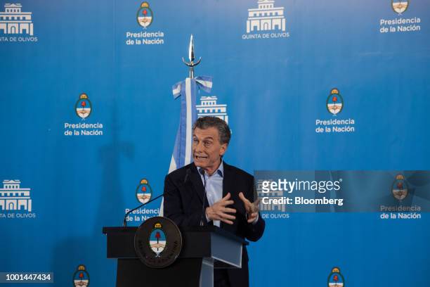 Mauricio Macri, Argentina's president, speaks during a press conference at the Quinta de Olivos presidential residence in Buenos Aires, Argentina, on...