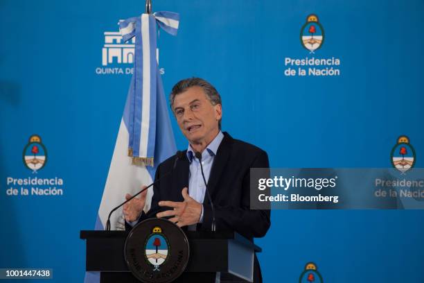 Mauricio Macri, Argentina's president, speaks during a press conference at the Quinta de Olivos presidential residence in Buenos Aires, Argentina, on...