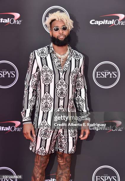 Football player Odell Beckham Jr. Attends The 2018 ESPYS at Microsoft Theater on July 18, 2018 in Los Angeles, California.