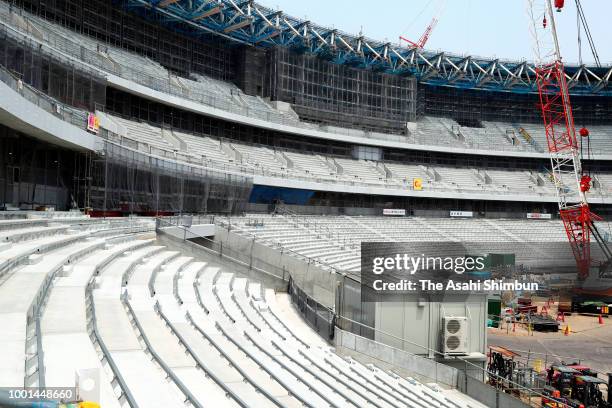 General view during the Tokyo 2020 Olympic new National Stadium construction media tour on July 18, 2018 in Tokyo, Japan.