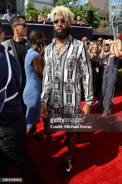 Football player Odell Beckham Jr. Attends the 2018 ESPY Awards Red Carpet Show Live! Celebrates With Moet & Chandon at Microsoft Theater on July 18,...