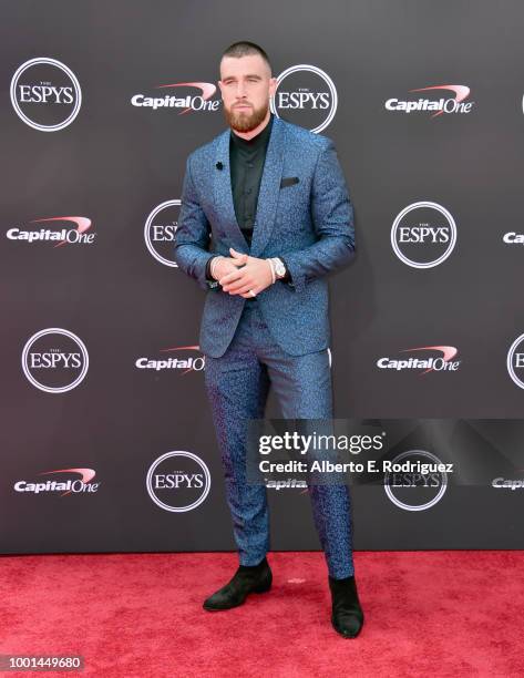Player Travis Kelce attends The 2018 ESPYS at Microsoft Theater on July 18, 2018 in Los Angeles, California.