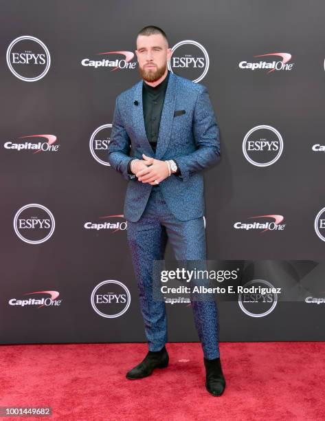 Player Travis Kelce attends The 2018 ESPYS at Microsoft Theater on July 18, 2018 in Los Angeles, California.