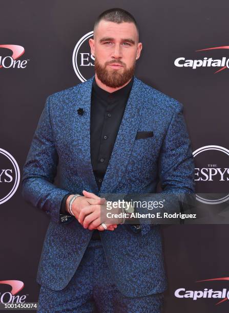 Player Travis Kelce attends The 2018 ESPYS at Microsoft Theater on July 18, 2018 in Los Angeles, California.