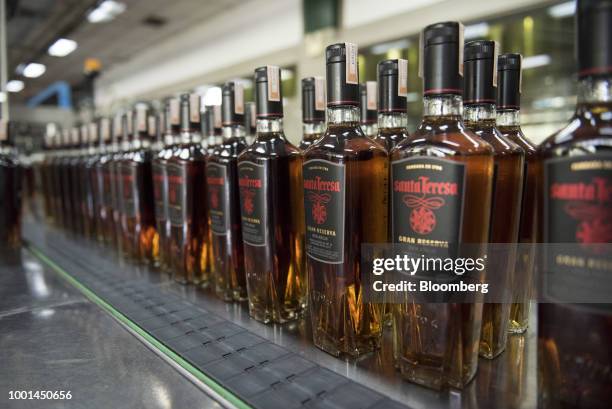 Sealed bottles of rum sit at the Ron Santa Teresa SACA distillery in El Consejo, Aragua state, Venezuela, on Tuesday, July 17, 2018. Once famed...