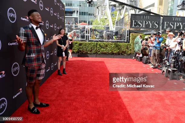 Football player Ju-Ju Smith-Schuster attends the 2018 ESPY Awards Red Carpet Show Live! Celebrates With Moet & Chandon at Microsoft Theater on July...