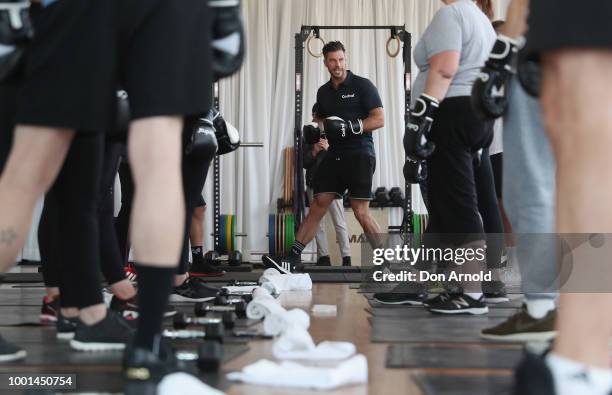 Sam Wood conducts a boxing class at Paramount Recreation Club on July 19, 2018 in Sydney, Australia.