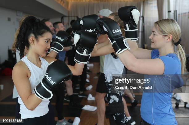 Sam Wood conducts a boxing class at Paramount Recreation Club on July 19, 2018 in Sydney, Australia.