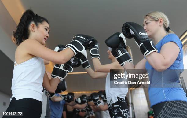 Sam Wood conducts a boxing class at Paramount Recreation Club on July 19, 2018 in Sydney, Australia.