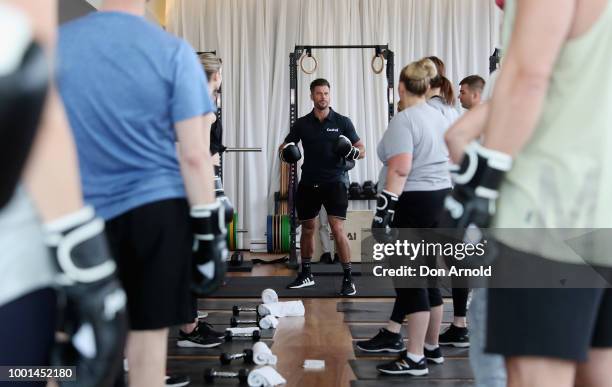 Sam Wood conducts a boxing class at Paramount Recreation Club on July 19, 2018 in Sydney, Australia.