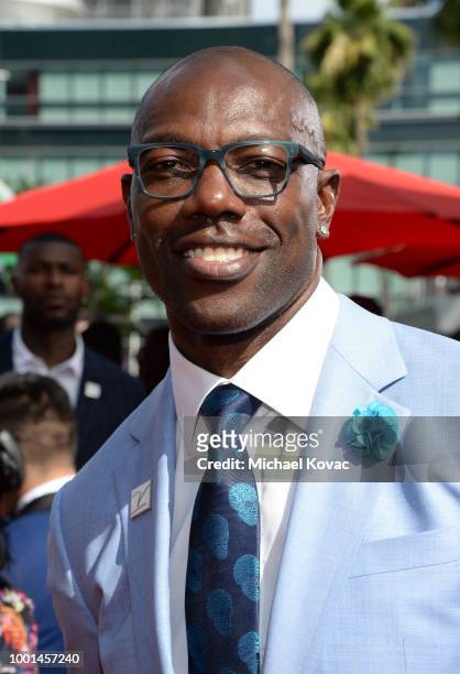 Retired football player Terrell Owens attends the 2018 ESPY Awards Red Carpet Show Live! Celebrates With Moet & Chandon at Microsoft Theater on July...