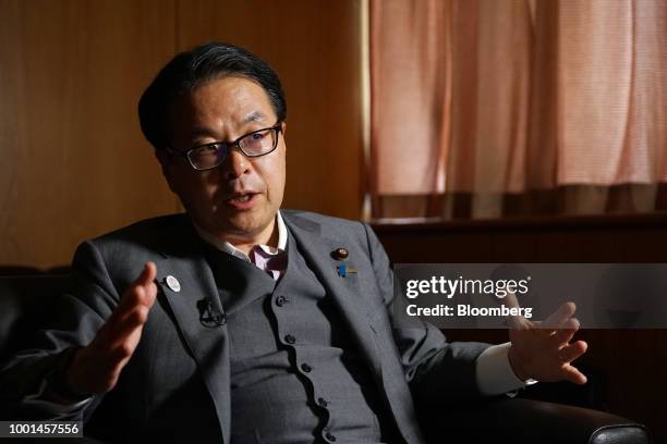 Hiroshige Seko, Japan's minister of economy, trade and industry, speaks during an interview in Tokyo, Japan, on Wednesday, July 18, 2018. If the U.S....