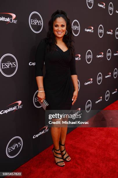 Retired boxer Laila Ali attends the 2018 ESPY Awards Red Carpet Show Live! Celebrates With Moet & Chandon at Microsoft Theater on July 18, 2018 in...