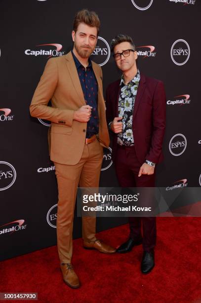 Rhett and Link attend the 2018 ESPY Awards Red Carpet Show Live! Celebrates With Moet & Chandon at Microsoft Theater on July 18, 2018 in Los Angeles,...