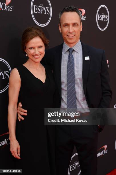 President Jimmy Pitaro and wife Jean Louisa Kelly attend the 2018 ESPY Awards Red Carpet Show Live! Celebrates With Moet & Chandon at Microsoft...