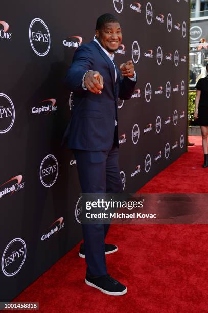 Player Calais Campbell attends the 2018 ESPY Awards Red Carpet Show Live! Celebrates With Moet & Chandon at Microsoft Theater on July 18, 2018 in Los...