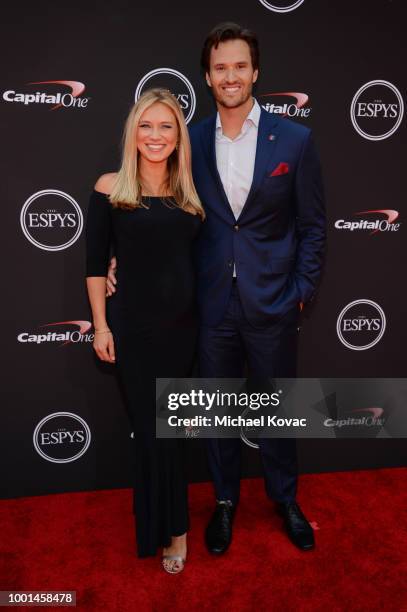 Honoree Jake Wood and Indra Peterson attend the 2018 ESPY Awards Red Carpet Show Live! Celebrates With Moet & Chandon at Microsoft Theater on July...