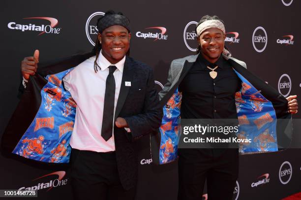 Football players Shaquem Griffin and Shaquill Griffin attend the 2018 ESPY Awards Red Carpet Show Live! Celebrates With Moet & Chandon at Microsoft...