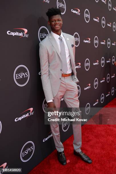 Basketball player Mo Bamba attends the 2018 ESPY Awards Red Carpet Show Live! Celebrates With Moet & Chandon at Microsoft Theater on July 18, 2018 in...