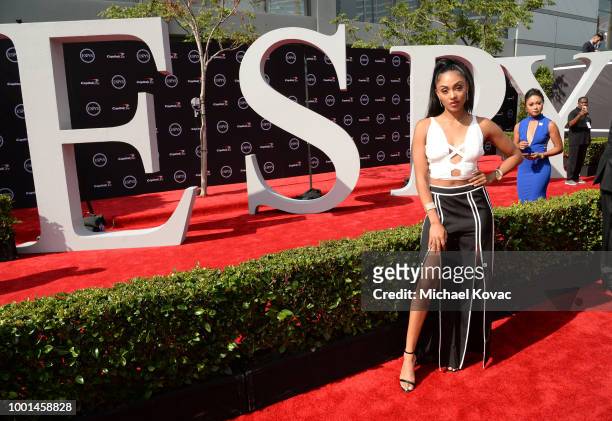 Basketball personality Brittney Elena attends the 2018 ESPY Awards Red Carpet Show Live! Celebrates With Moet & Chandon at Microsoft Theater on July...
