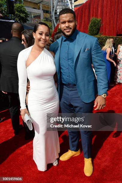 Football player Aaron Donald attends the 2018 ESPY Awards Red Carpet Show Live! Celebrates With Moet & Chandon at Microsoft Theater on July 18, 2018...