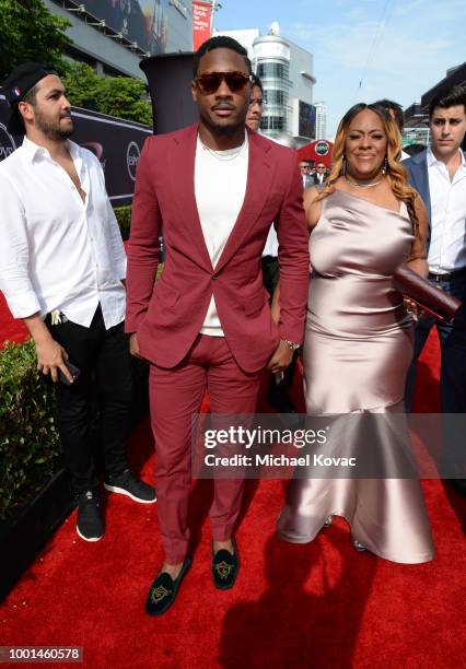 Football player Stefon Diggs attends the 2018 ESPY Awards Red Carpet Show Live! Celebrates With Moet & Chandon at Microsoft Theater on July 18, 2018...