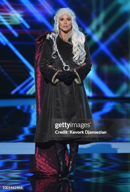 Host Danica Patrick speaks onstage at The 2018 ESPYS at Microsoft Theater on July 18, 2018 in Los Angeles, California.