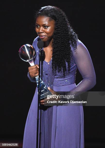 Basketball player Arike Ogunbowale accepts the award for Best Play onstage at The 2018 ESPYS at Microsoft Theater on July 18, 2018 in Los Angeles,...