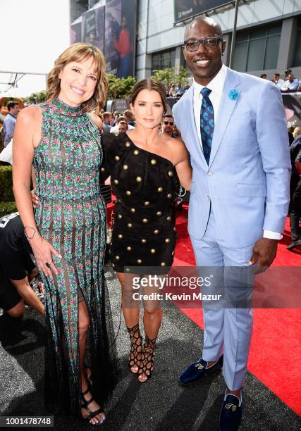 Sportscaster Hannah Storm, host Danica Patrick and former NFL player Terrell Owens attend the The 2018 ESPYS at Microsoft Theater on July 18, 2018 in...
