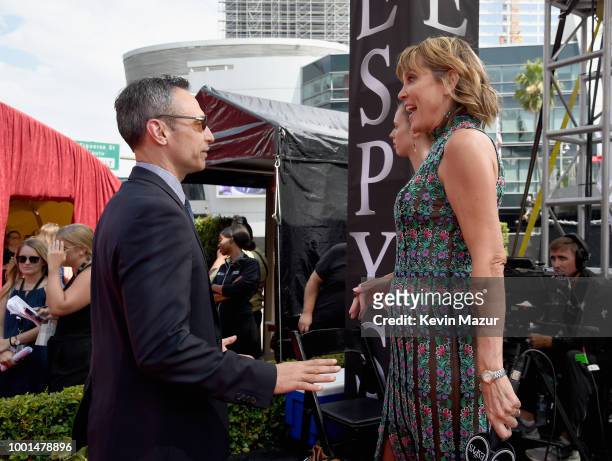 President Jimmy Pitaro and sportscaster Hannah Storm attend the The 2018 ESPYS at Microsoft Theater on July 18, 2018 in Los Angeles, California.